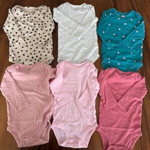 Carter’s Assorted Baby Long Sleeve One Pieces Bundle of 6 size 6M